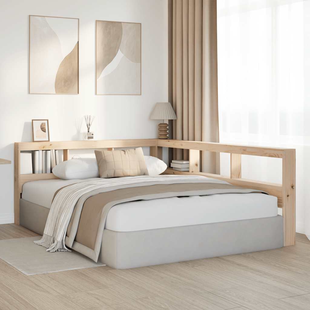 Testiera Libreria a L 140 cm in Legno Massello di Pino - homemem39