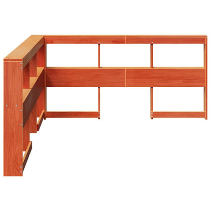 Testiera Libreria a L Marrone Cera 140cm Legno Massello di Pino - homemem39