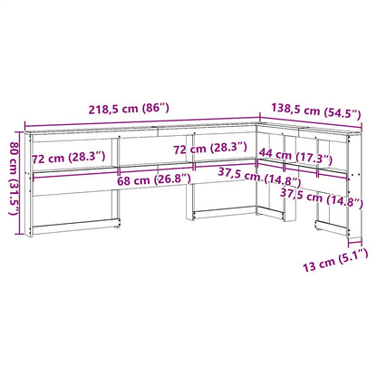 Testiera Libreria a L 120 cm in Legno Massello di Pino - homemem39
