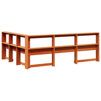 Testiera libreria a L marrone cera 135cm legno massello di pino - homemem39