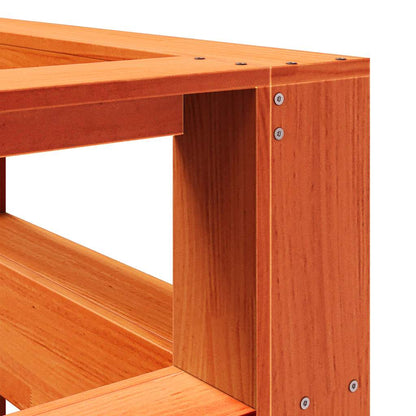 Testiera libreria a L marrone cera 135cm legno massello di pino - homemem39