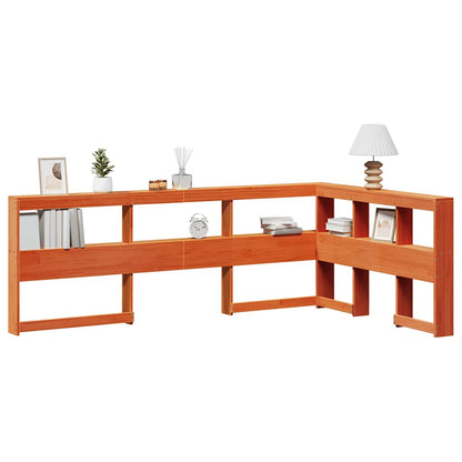 Testiera Libreria a L Marrone Cera 120cm Legno Massello di Pino - homemem39