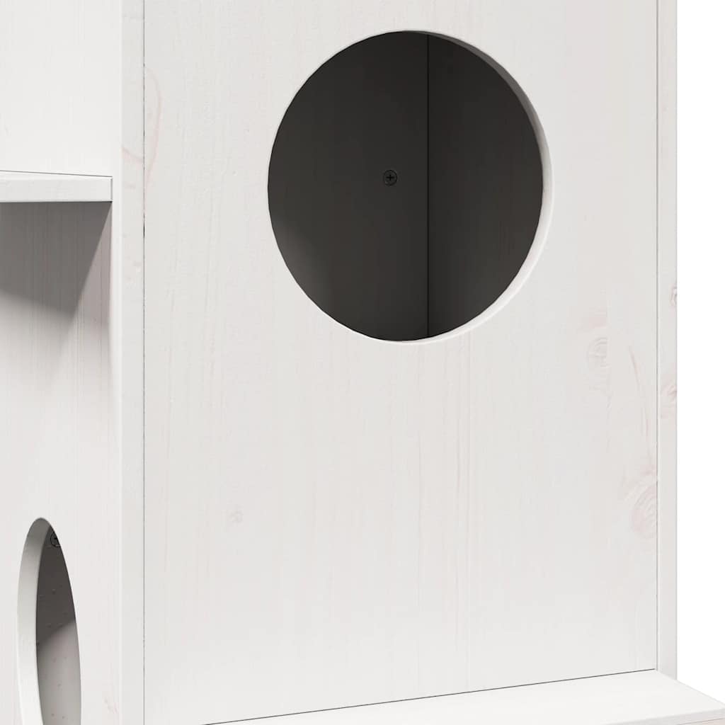 Cuccia per Gatti Bianca 43x43x90 cm in Legno Massello di Pino | homemem39