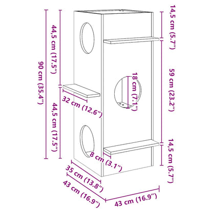 Cuccia per Gatti Bianca 43x43x90 cm in Legno Massello di Pino | homemem39