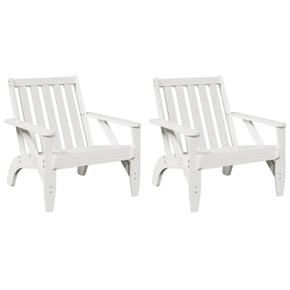 Sedie Adirondack da Giardino 2pz Bianche Legno Massello di Pino