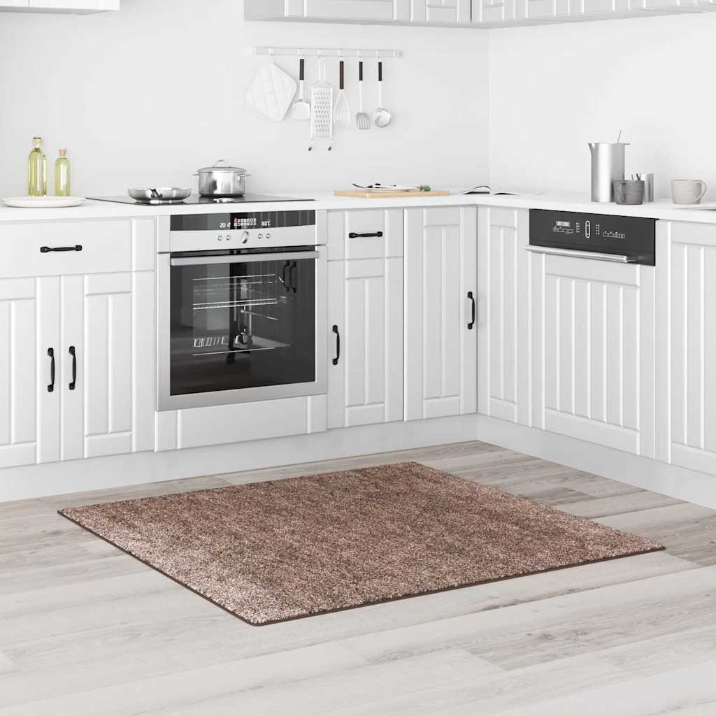 Tappeto Shaggy Antiscivolo Marrone 120 x 120 cm PP