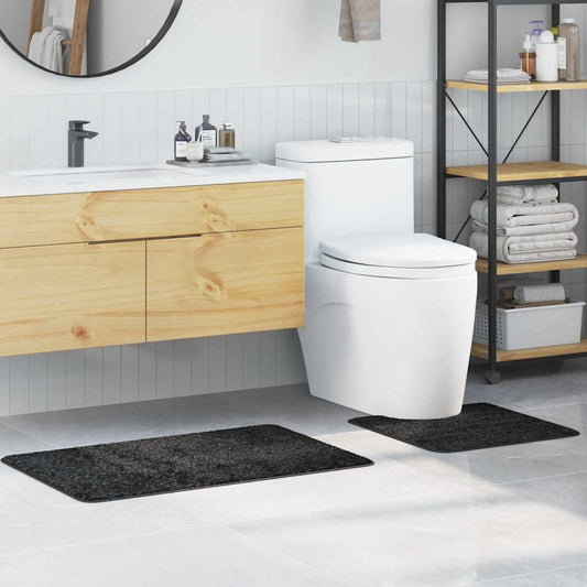 Set di tappetini antiscivolo per il bagno 2 pcs Grigio scuro PP