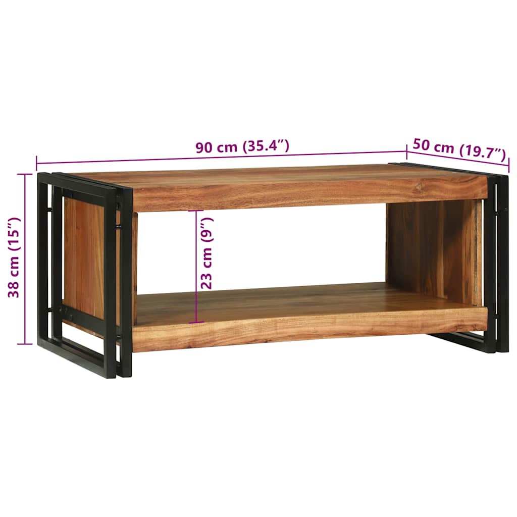 Tavolino da salotto 90 x 50 x 38 cm Legno di Acacia Massello | homemem39