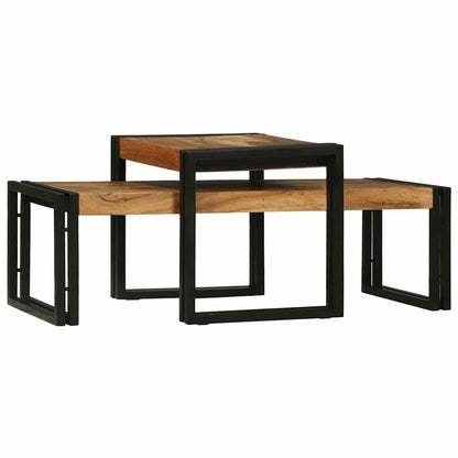 Tavolino da salotto 2 pcs Marrone Legno di Acacia Massello | homemem39