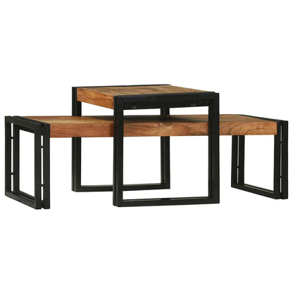 Tavolino da salotto 2 pcs Marrone Legno di Acacia Massello | homemem39