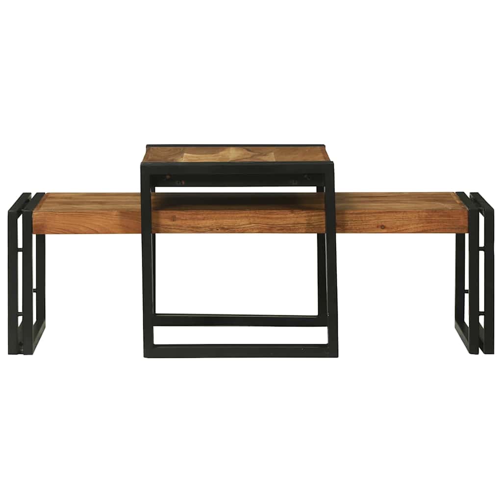 Tavolino da salotto 2 pcs Marrone Legno di Acacia Massello | homemem39