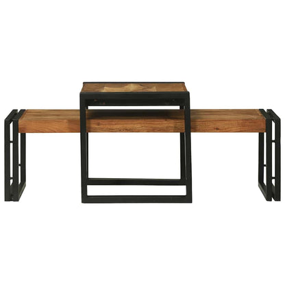 Tavolino da salotto 2 pcs Marrone Legno di Acacia Massello | homemem39