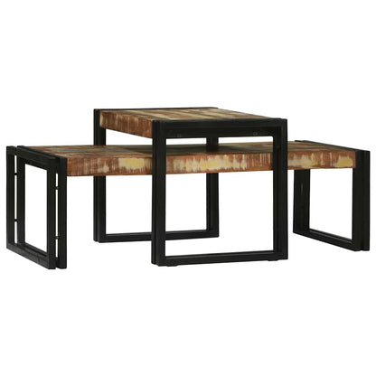 Tavolino da salotto 2 pcs Multicolore Legno Recuperato Massello | homemem39