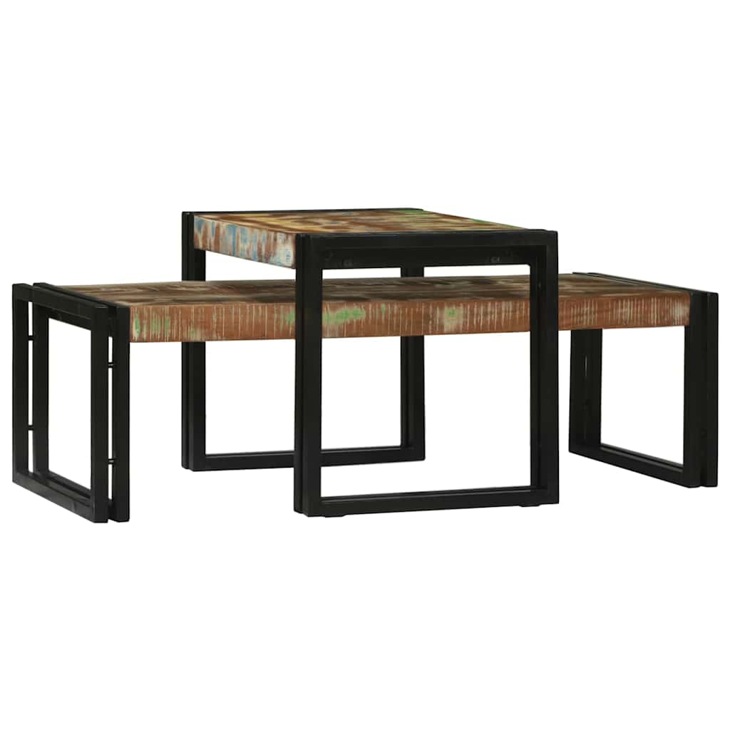 Tavolino da salotto 2 pcs Multicolore Legno Recuperato Massello | homemem39