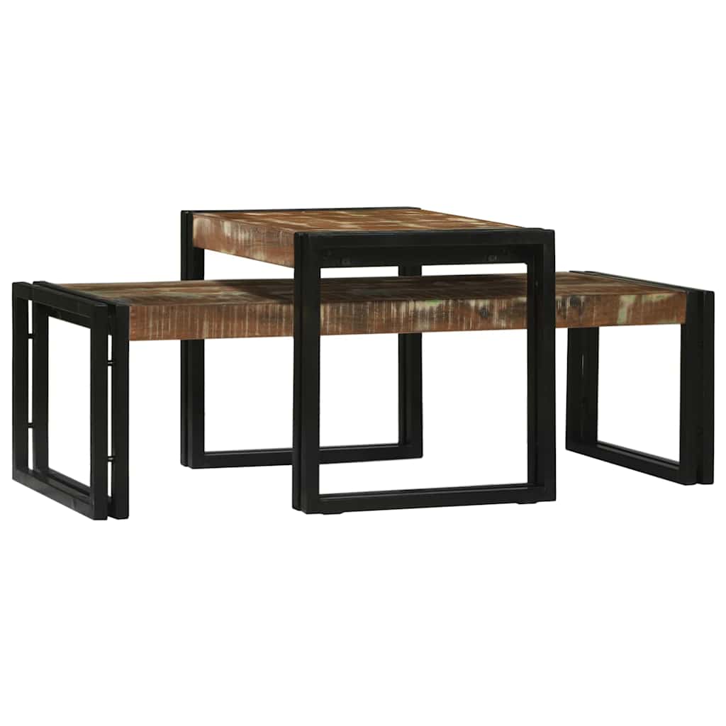 Tavolino da salotto 2 pcs Multicolore Legno Recuperato Massello | homemem39