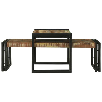 Tavolino da salotto 2 pcs Multicolore Legno Recuperato Massello | homemem39