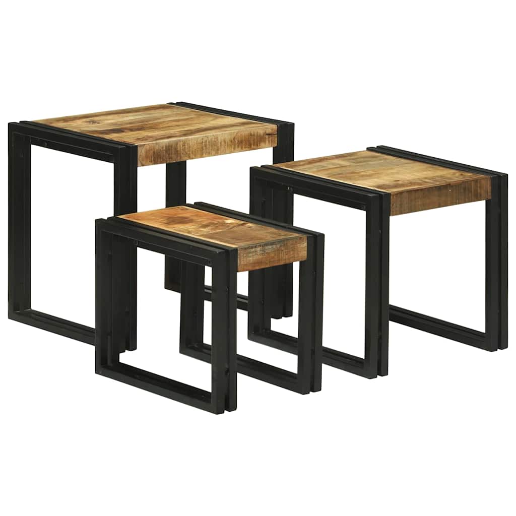 Tavolo Nesting 3 pcs Legno di mango massello e metallo