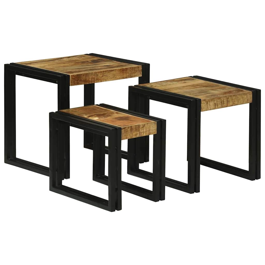 Tavolo Nesting 3 pcs Legno di mango massello e metallo