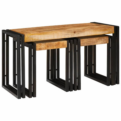 Tavolo Nesting 3 pcs Legno di mango massello e metallo