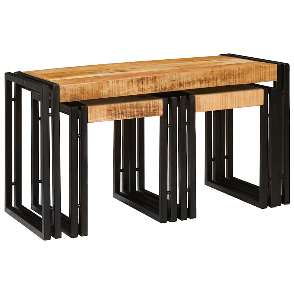 Tavolo Nesting 3 pcs Legno di mango massello e metallo