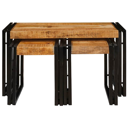 Tavolo Nesting 3 pcs Legno di mango massello e metallo