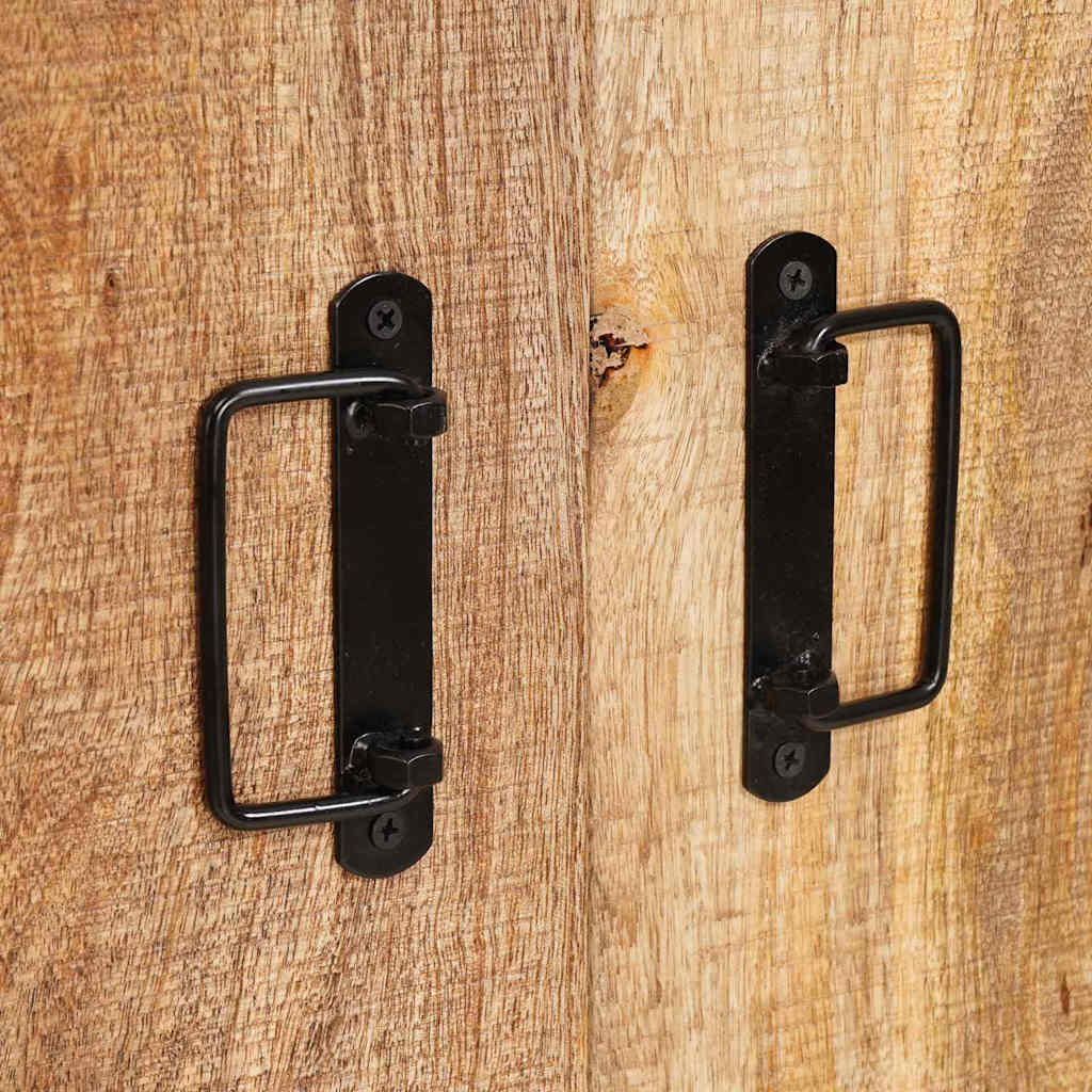 Highboard con Ante Legno di Mango Massello Grezzo e Metallo