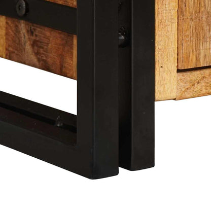 Highboard con Ante Legno di Mango Massello Grezzo e Metallo