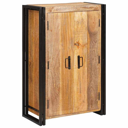 Highboard con Ante Legno di Mango Massello Grezzo e Metallo