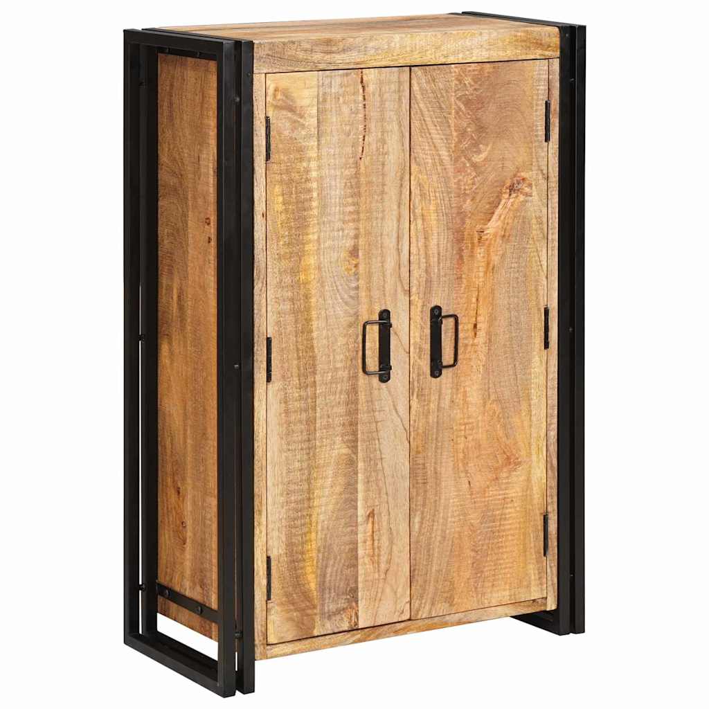 Highboard con Ante Legno di Mango Massello Grezzo e Metallo