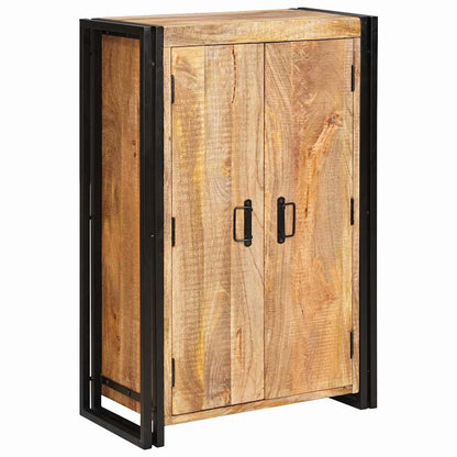 Highboard con Ante Legno di Mango Massello Grezzo e Metallo