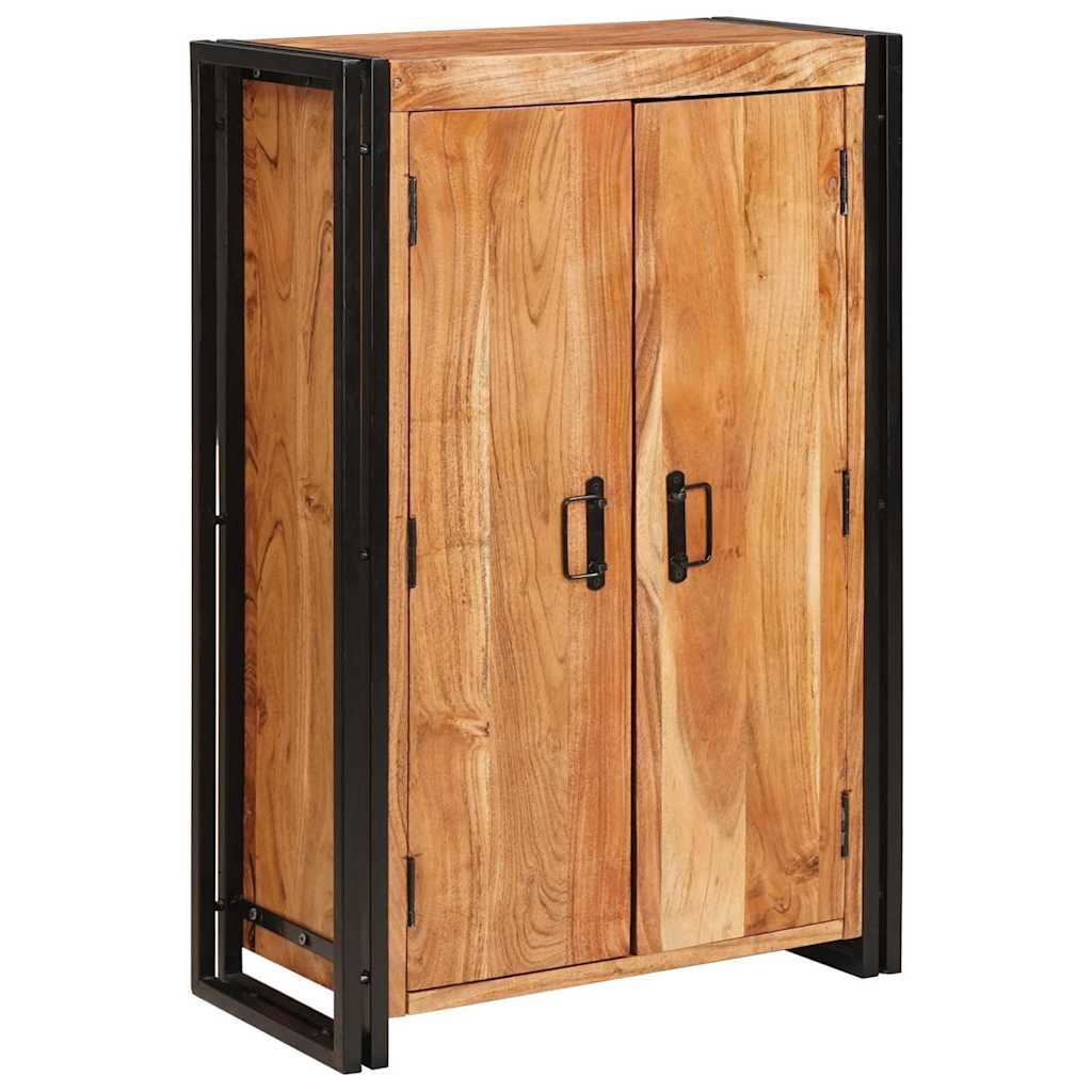 Highboard con Ante Marrone Legno massello di acacia e metallo