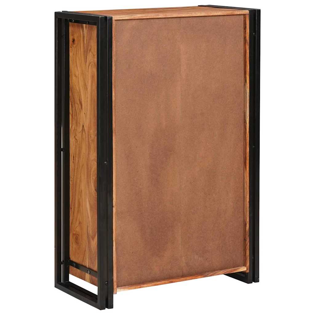 Highboard con Ante Marrone Legno massello di acacia e metallo