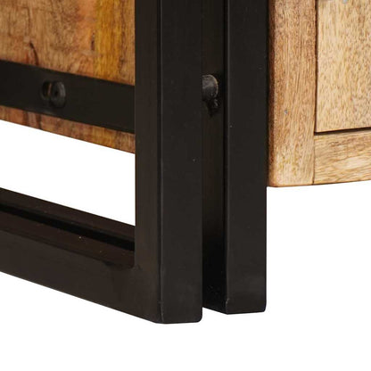 Libreria con Porte Legno Massello Grezzo di Mango e Metallo