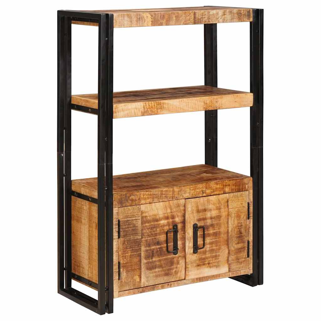 Libreria con Porte Legno Massello Grezzo di Mango e Metallo