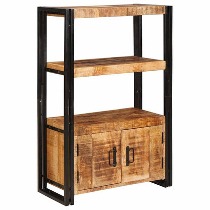 Libreria con Porte Legno Massello Grezzo di Mango e Metallo