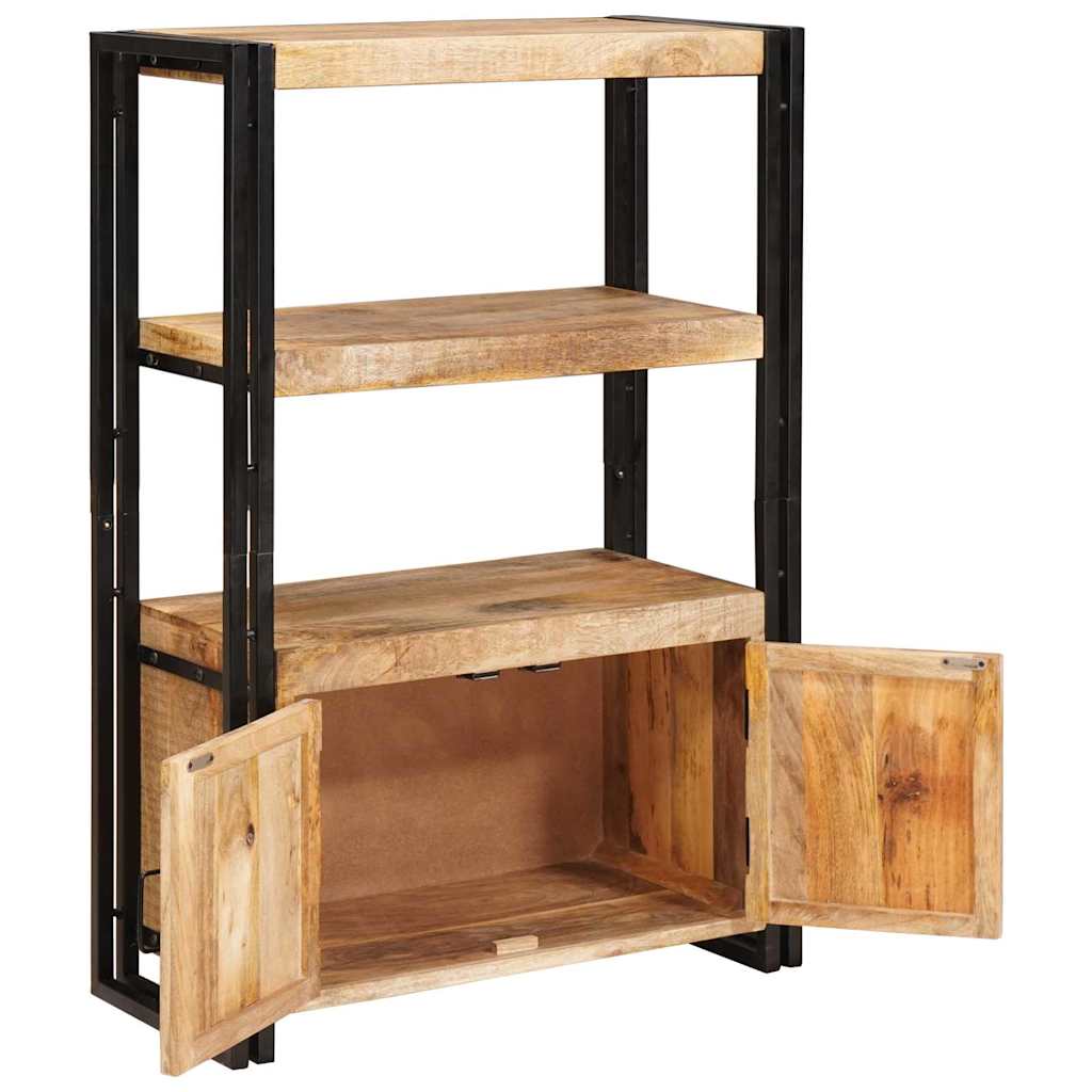 Libreria con Porte Legno Massello Grezzo di Mango e Metallo