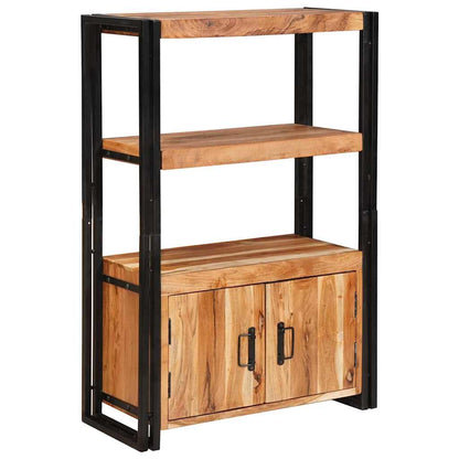 Libreria con Porte Marrone Legno massello di acacia e metallo