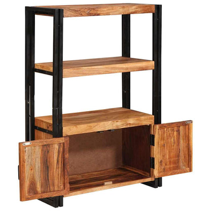 Libreria con Porte Marrone Legno massello di acacia e metallo