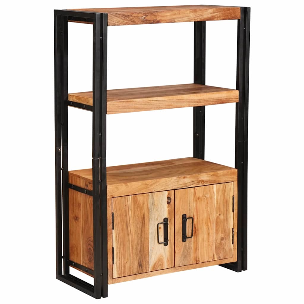 Libreria con Porte Marrone Legno massello di acacia e metallo