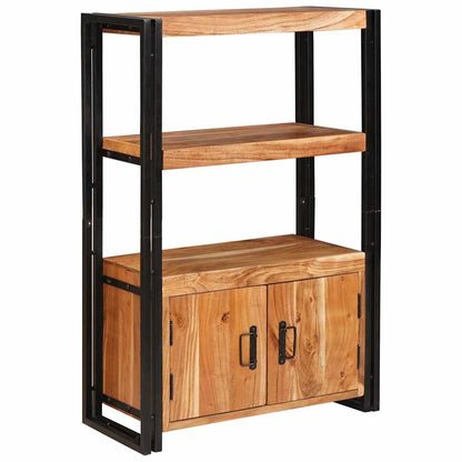 Libreria con Porte Marrone Legno massello di acacia e metallo