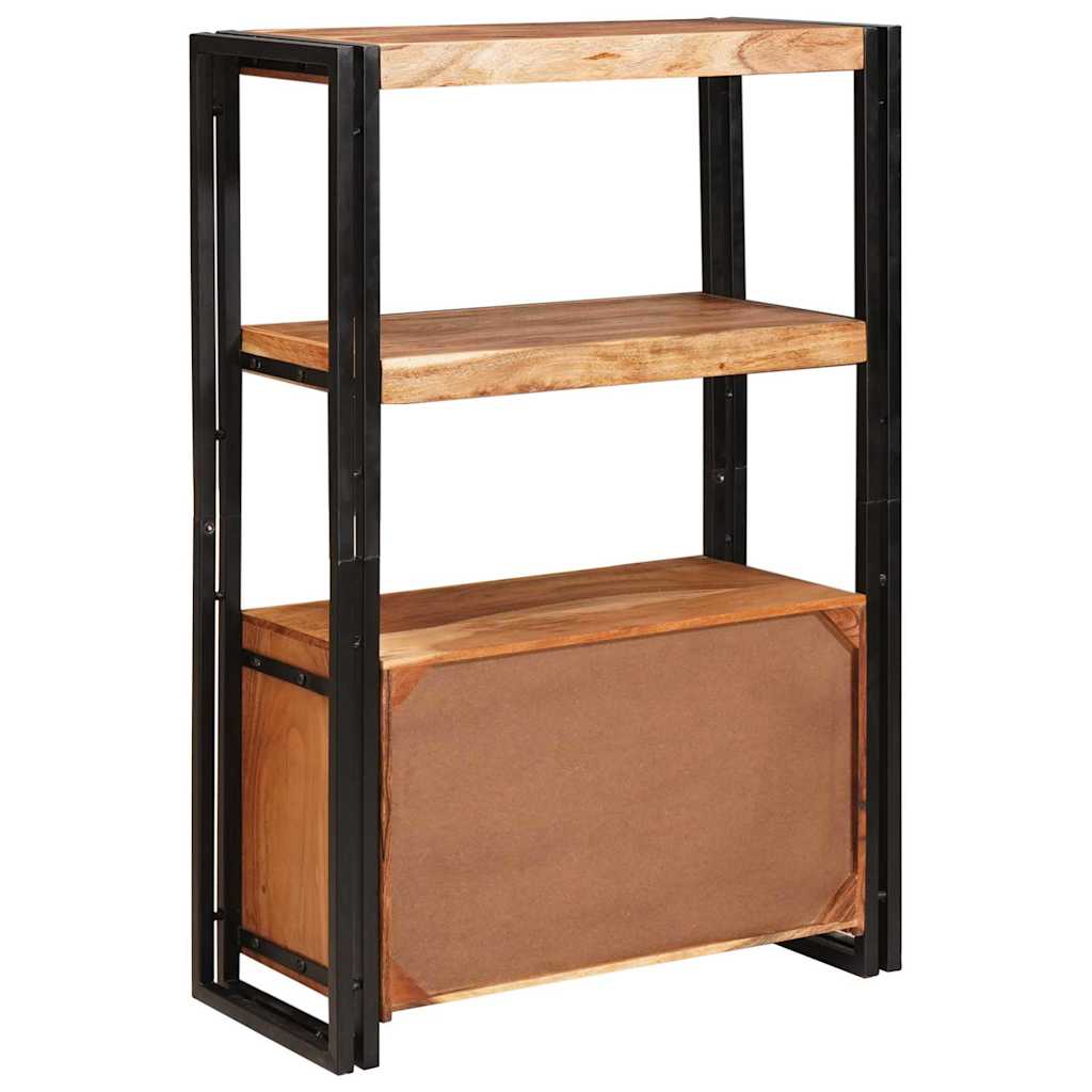Libreria con Porte Marrone Legno massello di acacia e metallo