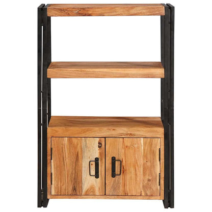Libreria con Porte Marrone Legno massello di acacia e metallo
