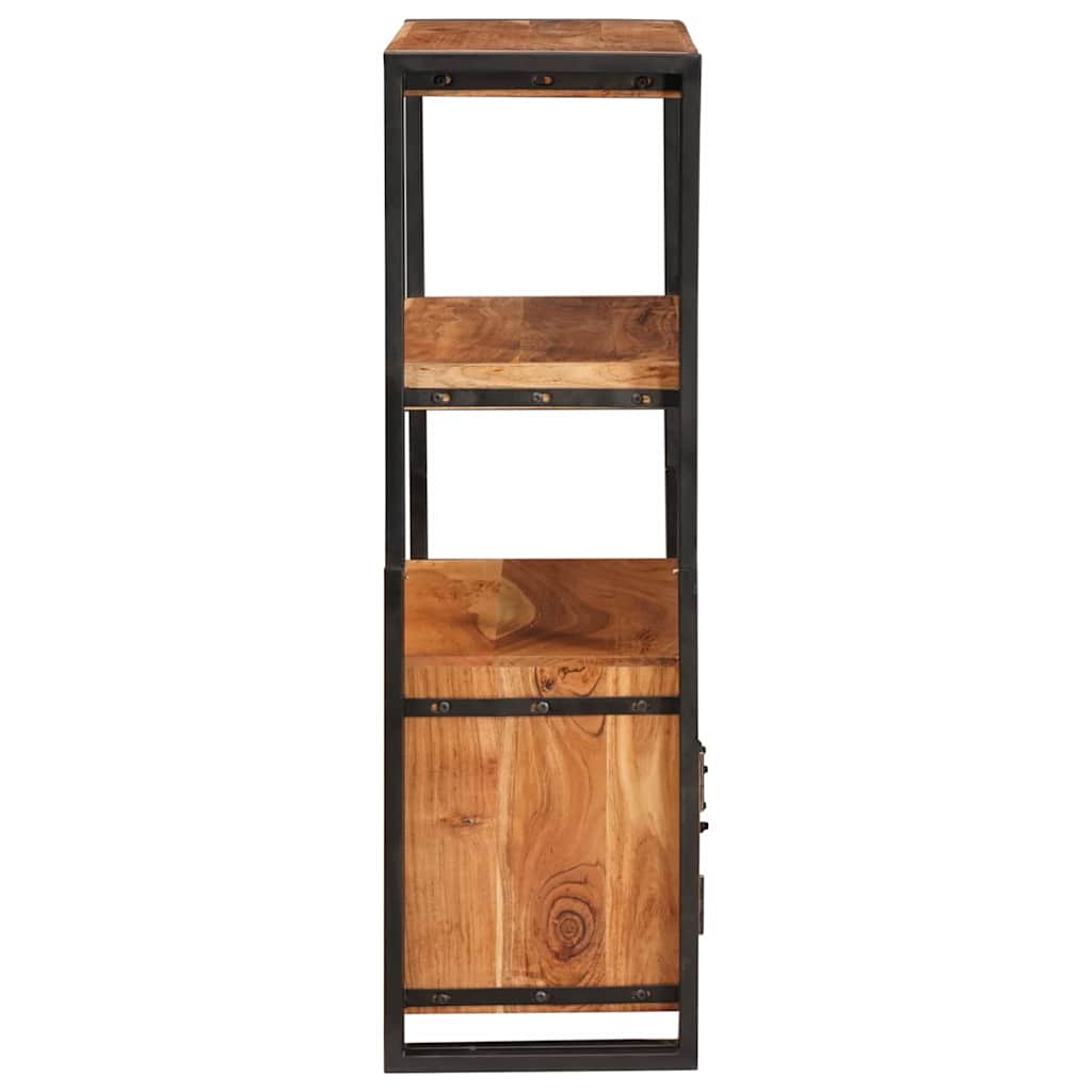 Libreria con Porte Marrone Legno massello di acacia e metallo