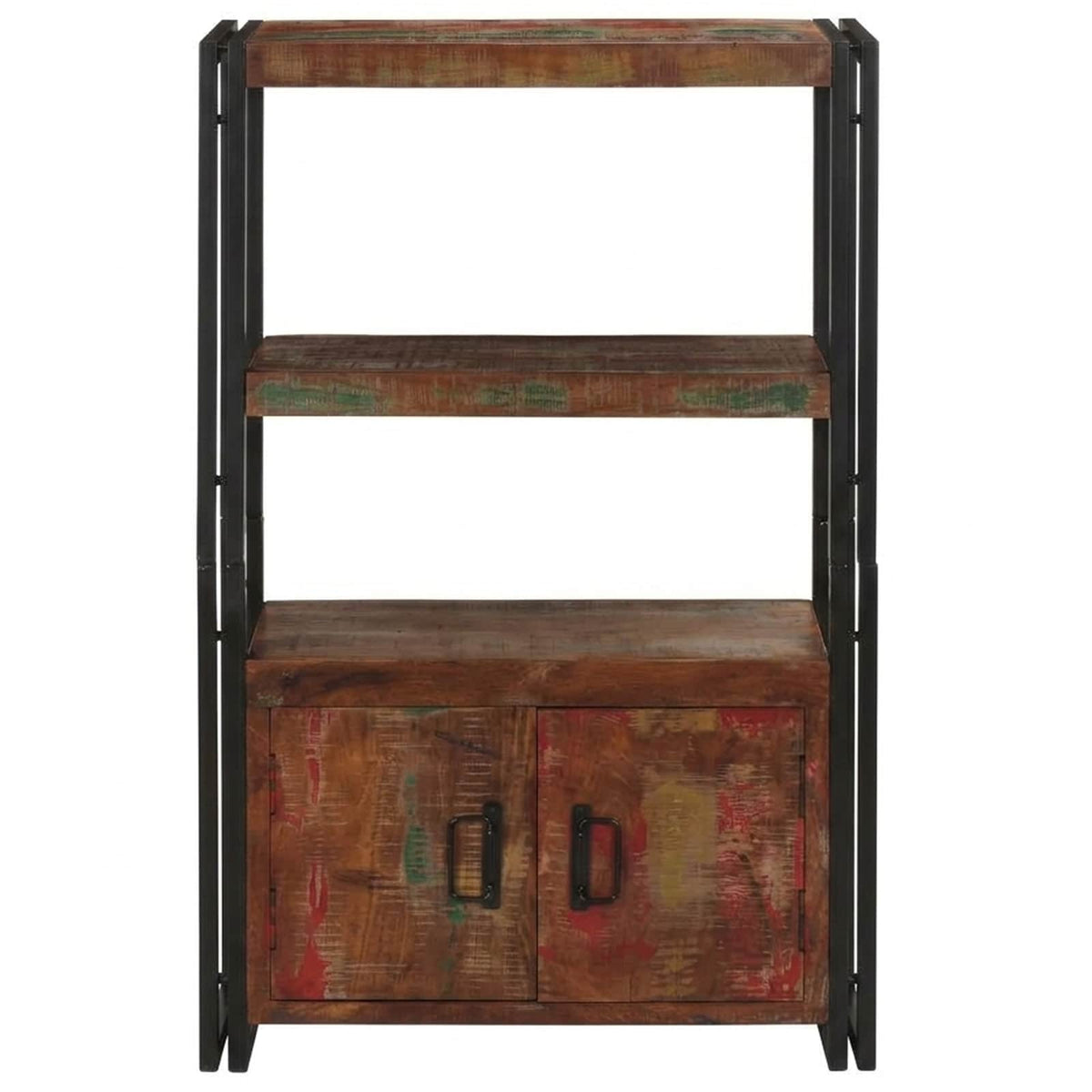 Libreria con Porte Marrone Legno Recuperato Massello e Metallo