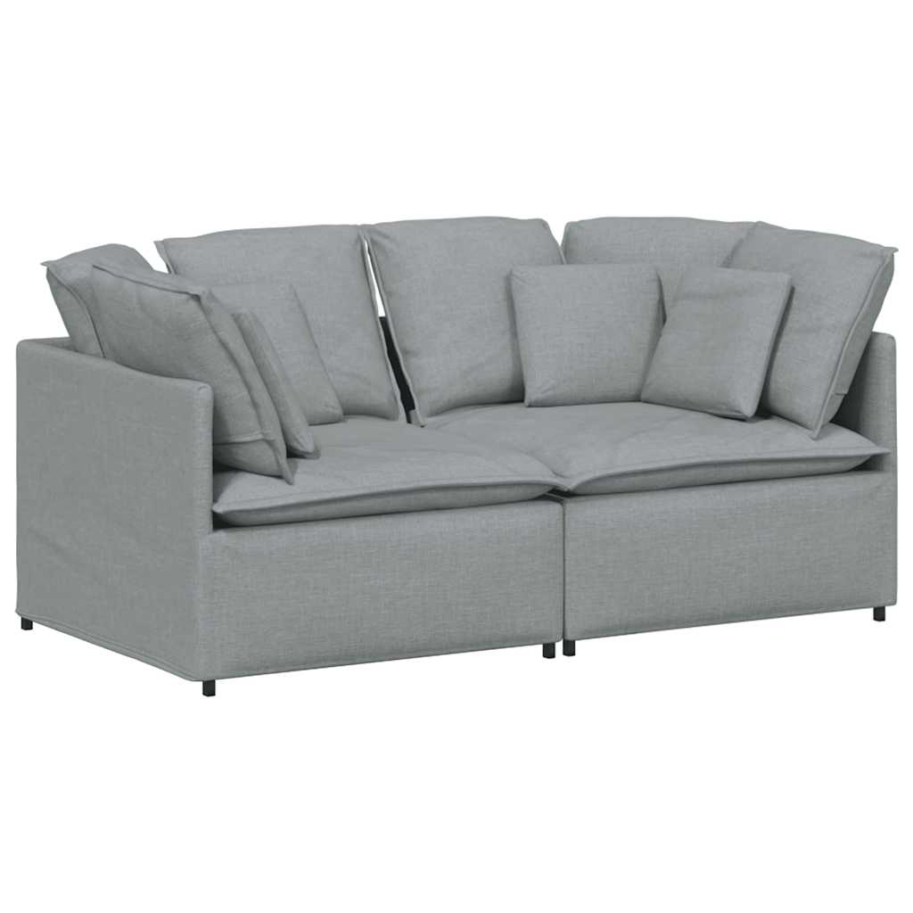 Divano Modulare con Cuscini in Tessuto Grigio Chiaro | homemem39