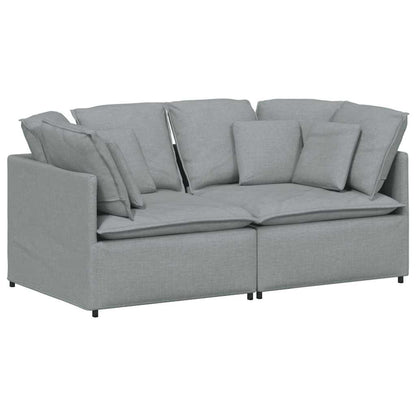 Divano Modulare con Cuscini in Tessuto Grigio Chiaro | homemem39