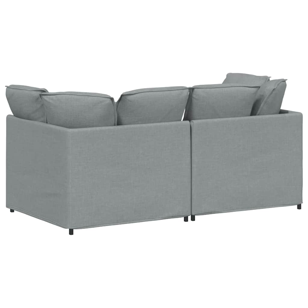 Divano Modulare con Cuscini in Tessuto Grigio Chiaro | homemem39