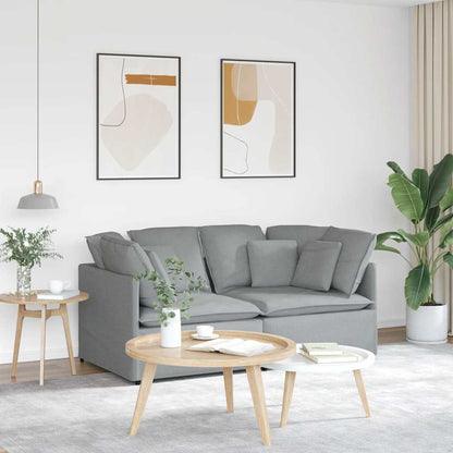 Divano Modulare con Cuscini in Tessuto Grigio Chiaro | homemem39