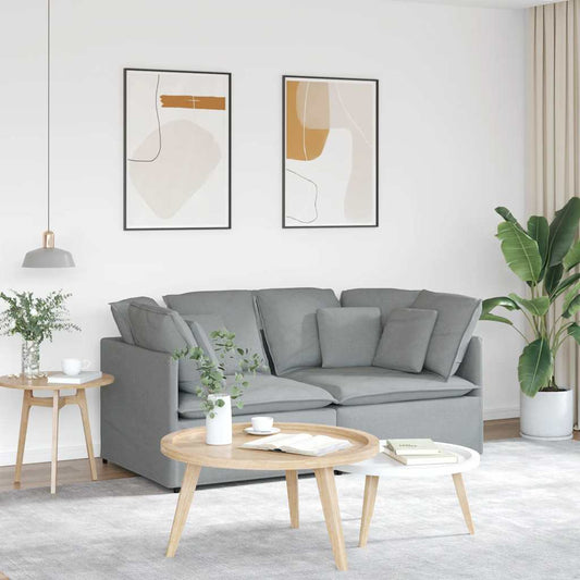Divano Modulare con Cuscini in Tessuto Grigio Chiaro | homemem39
