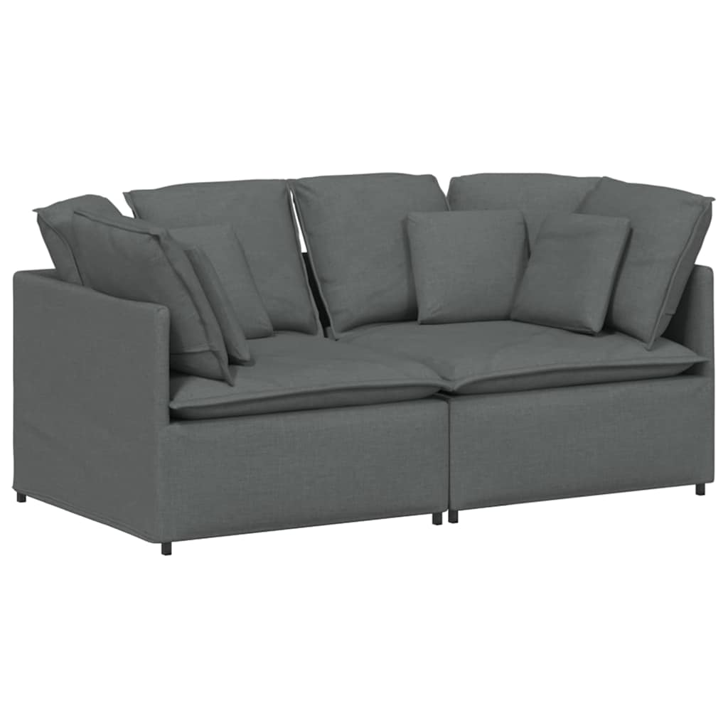 Divano Modulare con Cuscini in Tessuto Grigio Scuro | homemem39